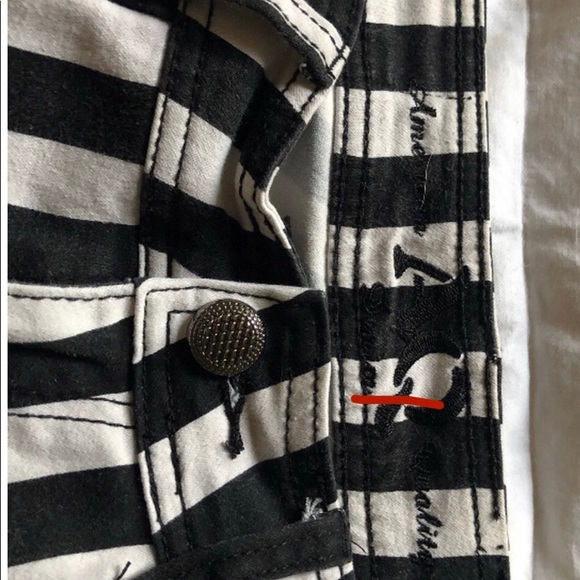 American Quality Black & White Striped Jeans Sz 5 - Picture 3 of 4